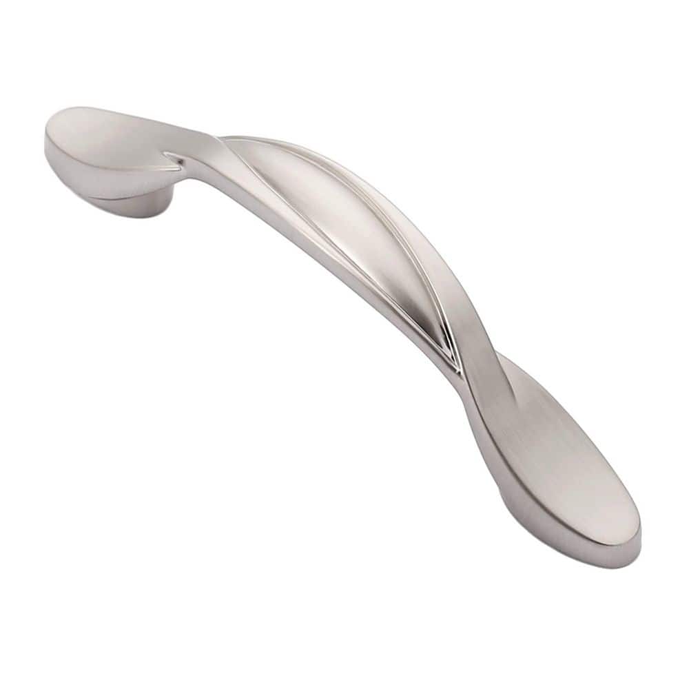 Wudkey 10-Piece 3 in. Hole Center Curved Brushed Satin Nickel Arch Twisted Cabinet Handles for Cabinets and Drawer (1)