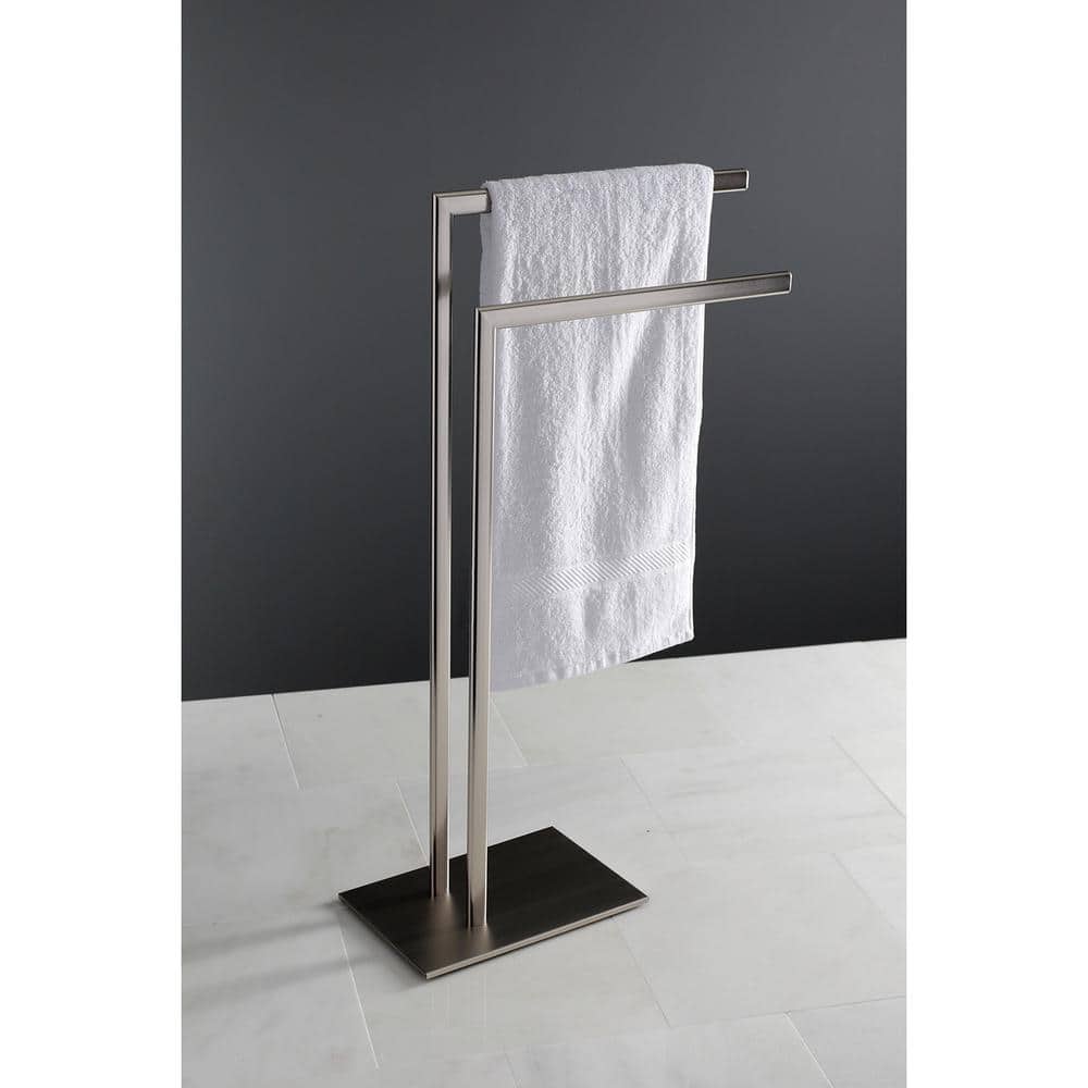 Kingston Brass Edenscape Pedestal 2-Bar Towel Rack in Brushed Nickel (2)