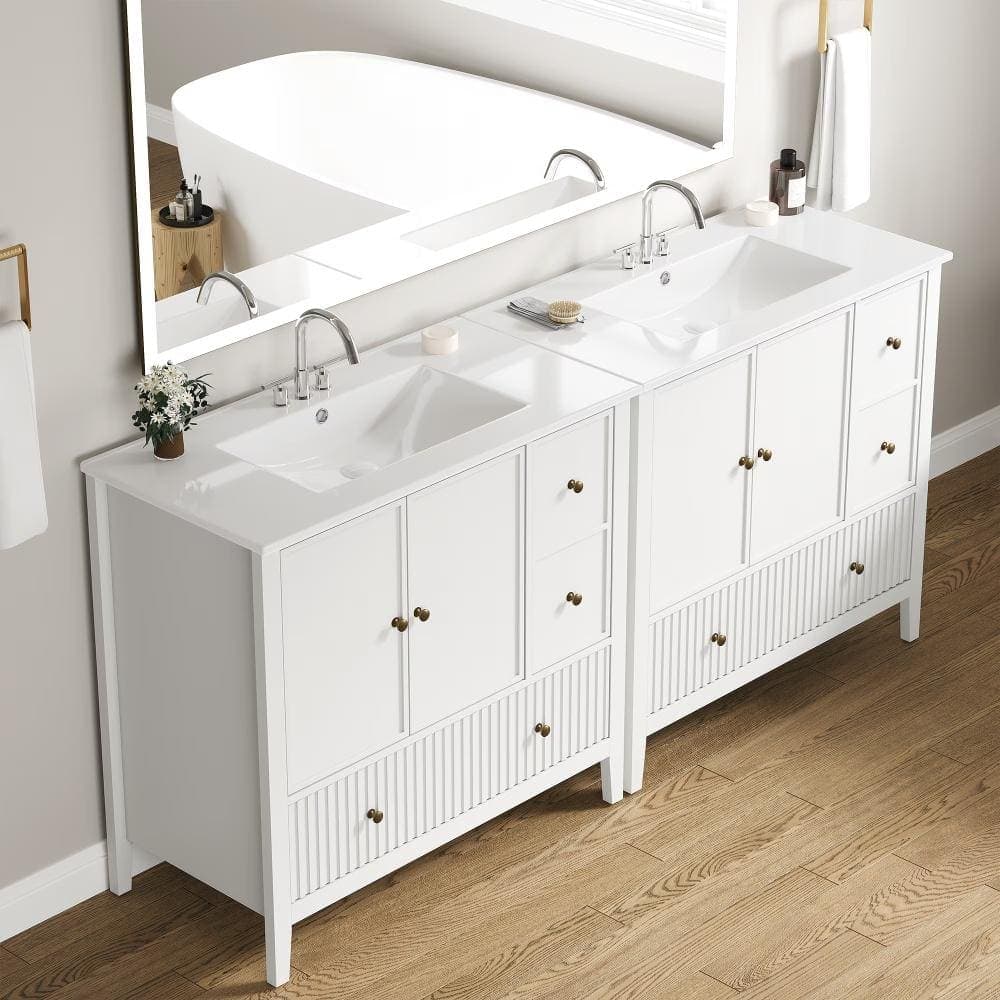 Unbranded White 36in Bathroom Vanity with Sink Set Doors and Drawers Painted Surface for Bathroom (2)