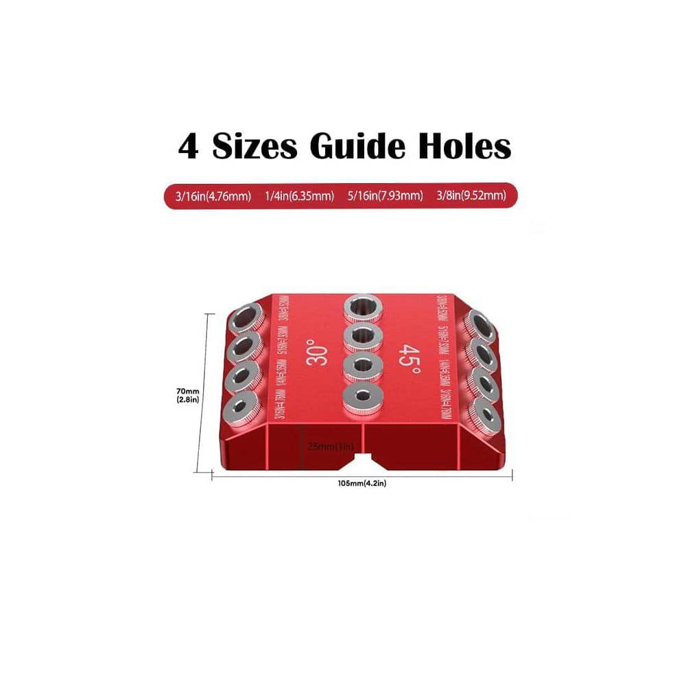 Afoxsos 4 Sizes Aluminum Alloy Drill Guide Jig for Angled and Straight Holes w/ 30 45 90° Angles for Deck Railing and Stairs (2)
