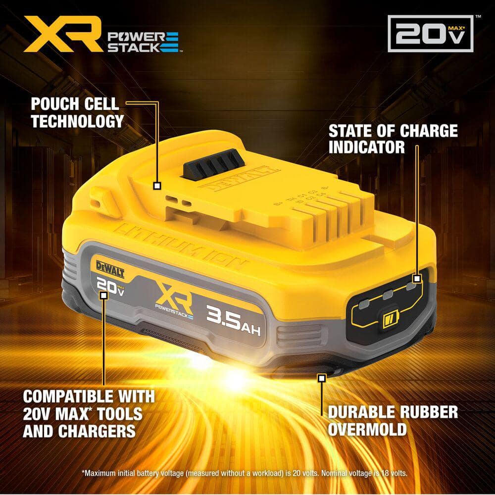 DEWALT 20V MAX XR POWERSTACK Lithium-Ion Battery Starter Kit with 3.5Ah Battery and Charger (3)