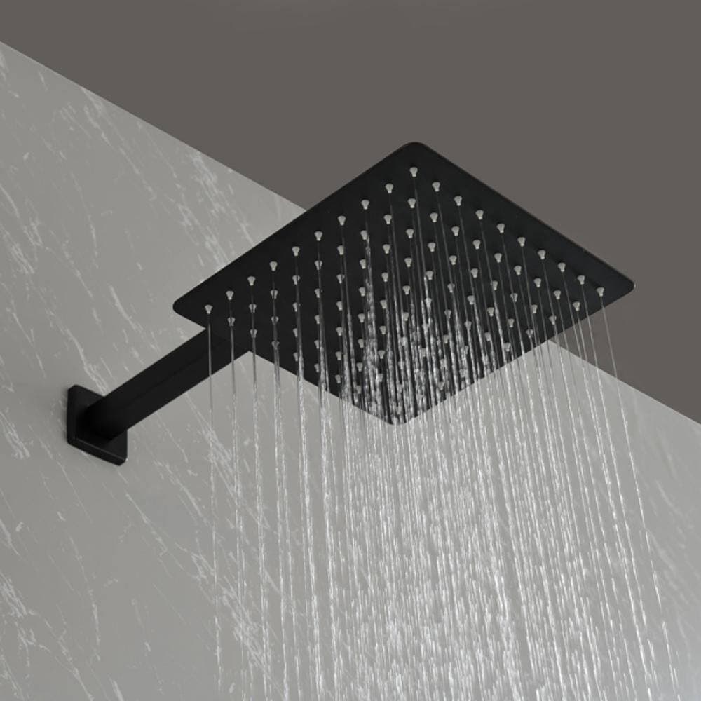 Wudkey 1-Piece Shower Faucet Set in Black, 10 in. Rainfall Shower Head with Handheld Sprayer and Mounting Hardware (3)
