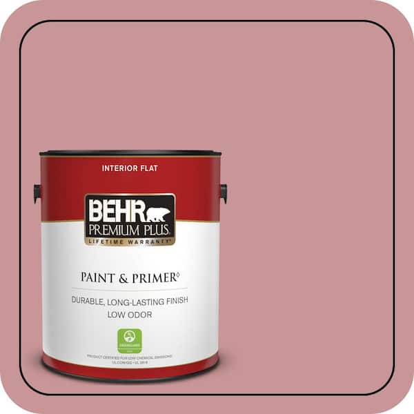 BEHR PREMIUM PLUS 1 Gal. #S140-4A Dusty Rose Flat Low Odor Interior Paint and Primer (2)