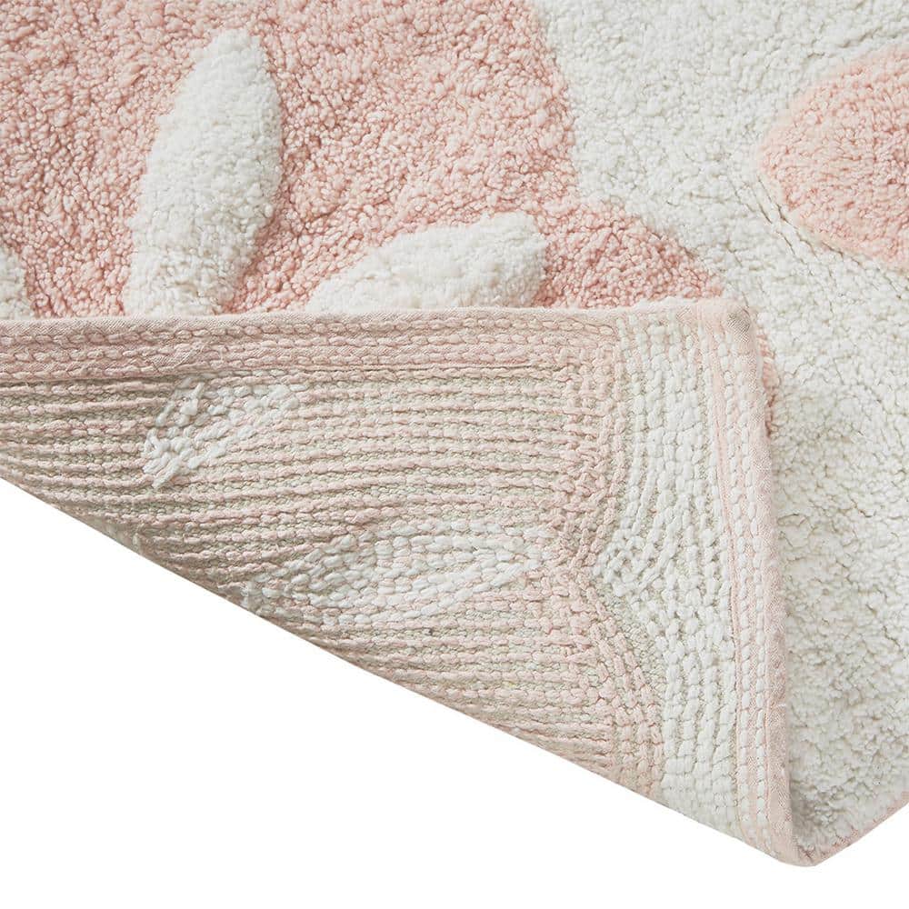 ilemong 25 in. L x 25 in. W Cotton Tufted Bathroom Rug, Quick Dry, Shower Room Decor, Carpet Floor Mats, Pink