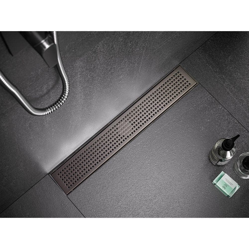 Elegante Drain Collection 30 in. Linear Stainless Steel Shower Drain with Square Hole Pattern in Venetian Bronze (2)