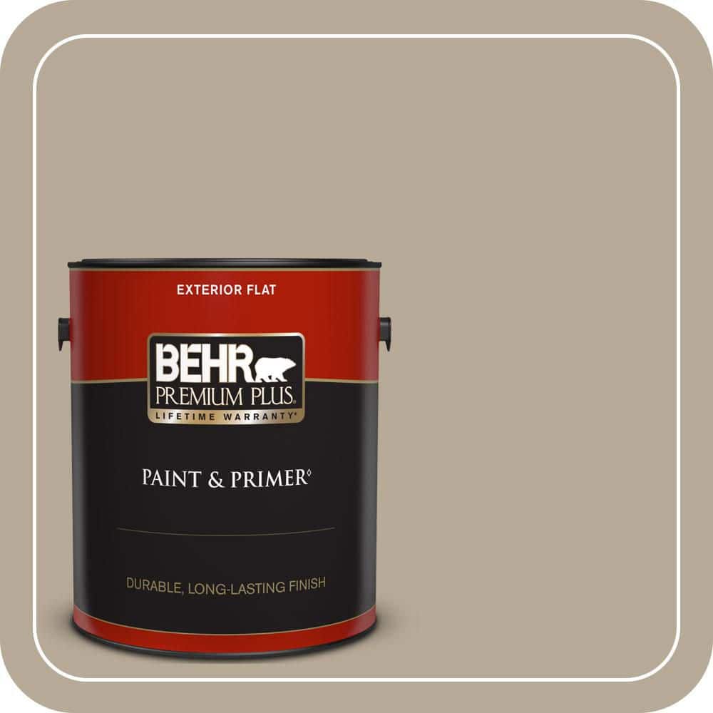 BEHR PREMIUM PLUS 1 gal. #MQ2-20 Safari Chic Flat Exterior Paint & Primer