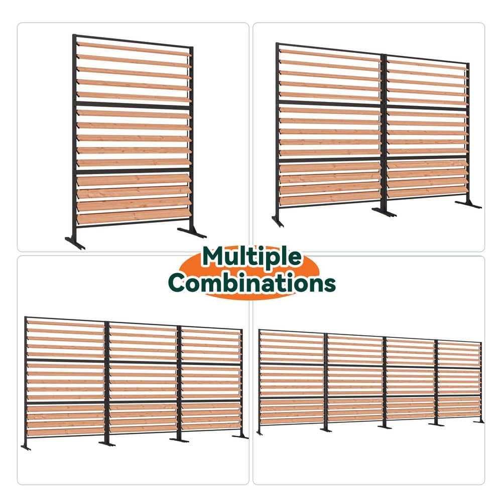 COVERED OUTDOOR OUTDOOR LIVING SPACES Ultra Series 6 x4 ft. Louvered Wood Privacy Fence Panel Adjustable Screen with Louverd Slats (2)