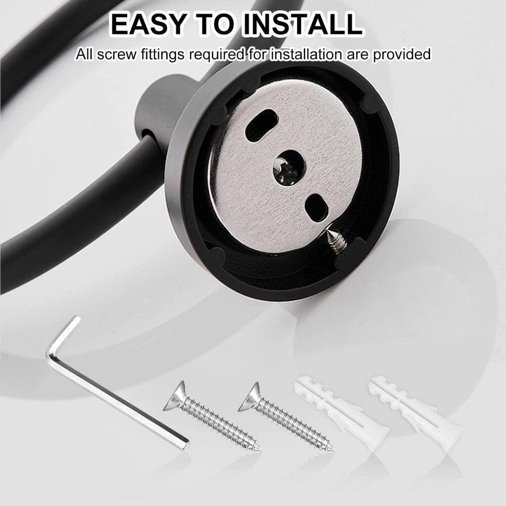 Esepony 4-Pack 6 in. Stainless Steel Wall Mounted Towel Ring for Home Bathroom Kitchen in Matte Black (3)