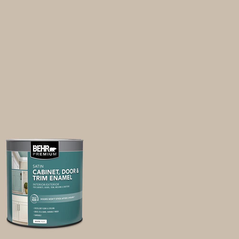 BEHR PREMIUM 1 qt. #PPU5-13 Creamy Mushroom Satin Enamel Interior/Exterior Cabinet, Door & Trim Paint (1)