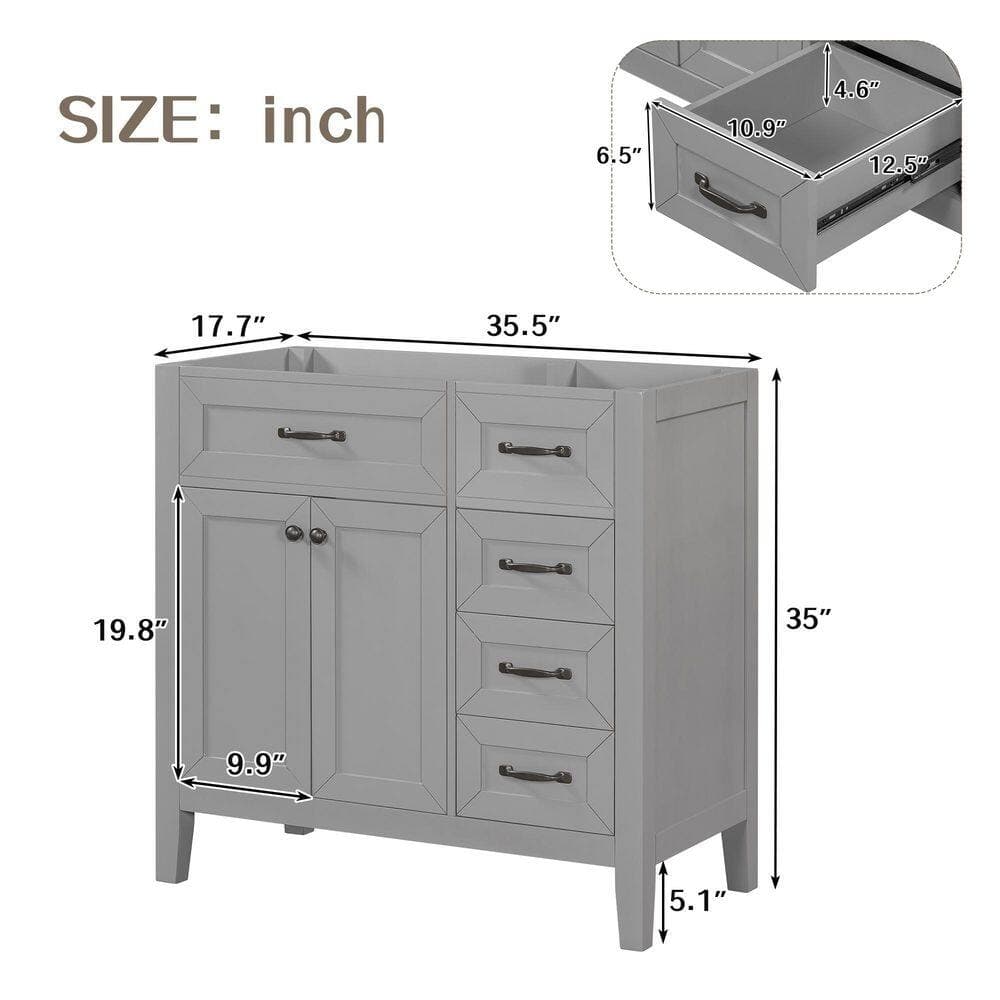 JUJABU Bath Vanity Cabinet without Top with 2-Doors and Four Drawers (2)
