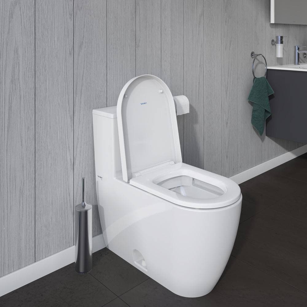 Duravit 1-Piece 0.92 GPF Dual Flush Elongated Toilet in White, Seat Not Included (2)