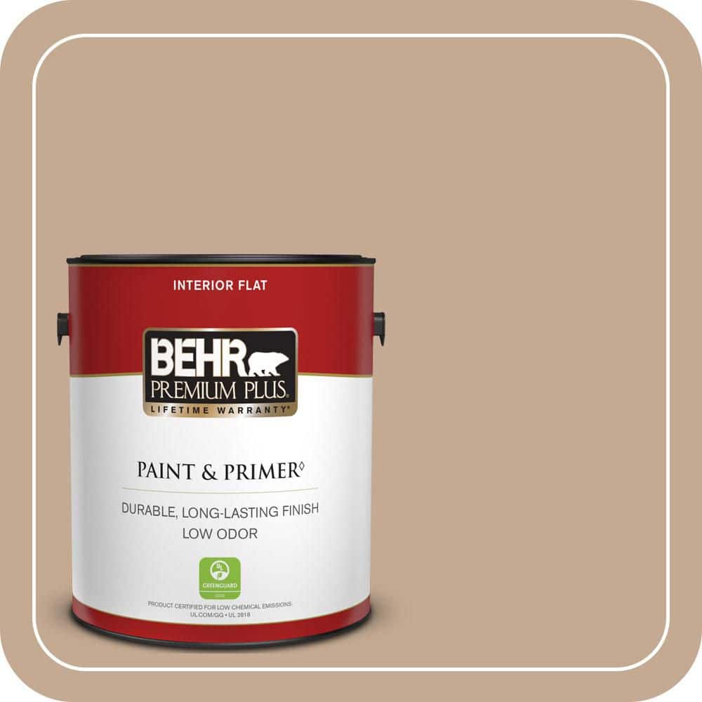 BEHR PREMIUM PLUS 1 gal. #MQ2-40 French Pastry Flat Low Odor Interior Paint & Primer