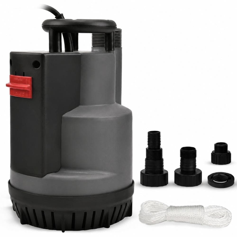 Unbranded 1/2 HP 2500 GPH Submersible Sump Pump with Auto and Manual Operation, 26 ft Lift, Check Valve Adapter
