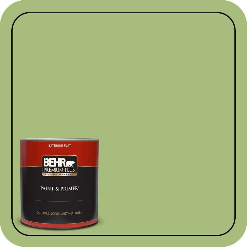 BEHR PREMIUM PLUS 1 qt. #P370-5 Lazy Caterpillar Flat Exterior Paint & Primer