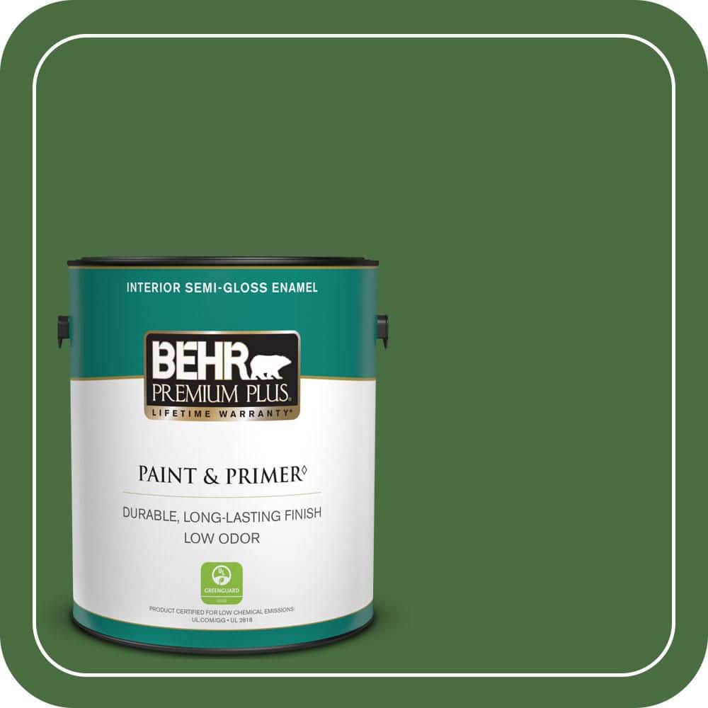 BEHR PREMIUM PLUS 1 gal. #S-H-440 Pine Scent Semi-Gloss Enamel Low Odor Interior Paint & Primer