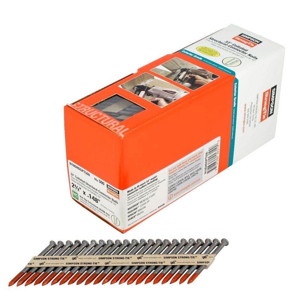 Simpson Strong-Tie Strong-Drive 2-1/2 in. x 0.148 in. 33-degree SCN Smooth-Shank HDG Collated Connector Nail (500-Qty) (3)