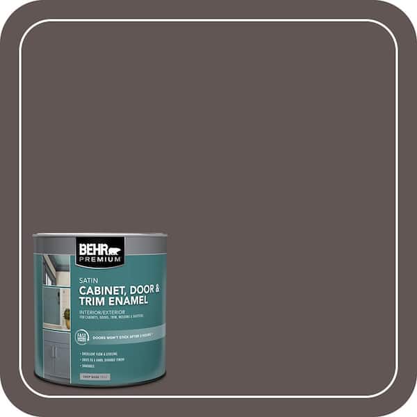 BEHR PREMIUM 1 qt. #N140-7 Timber Brown Satin Enamel Interior/Exterior Cabinet, Door & Trim Paint (2)