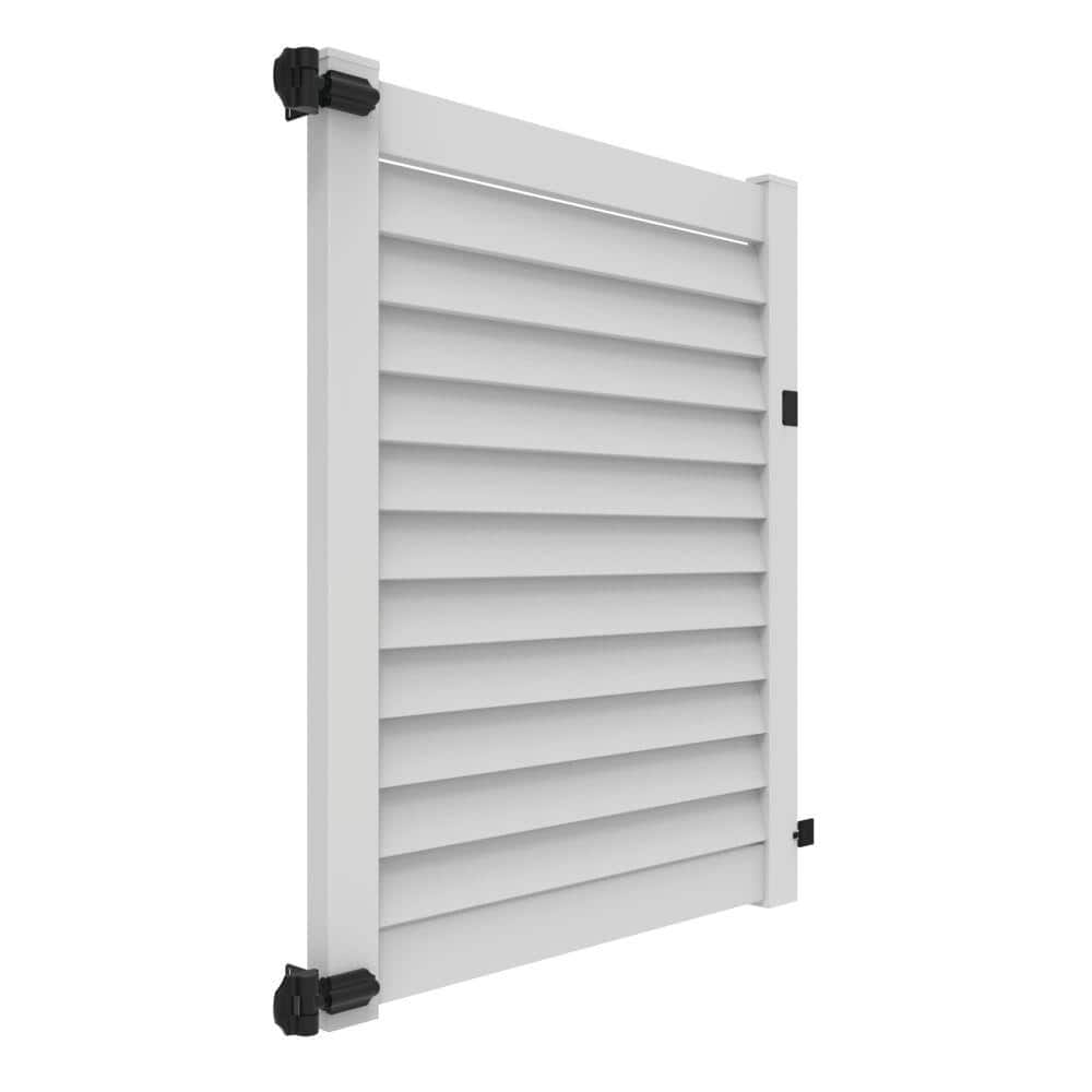 Barrette Outdoor Living Louvered 5 ft. x 6 ft. White Privacy Vinyl Fence Gate (2)
