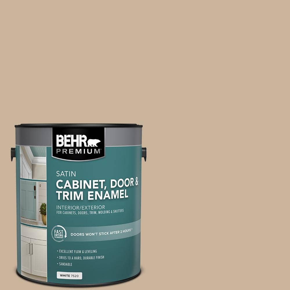 BEHR PREMIUM 1 gal. #PPU4-07 Mushroom Bisque Satin Enamel Interior/Exterior Cabinet, Door & Trim Paint (1)