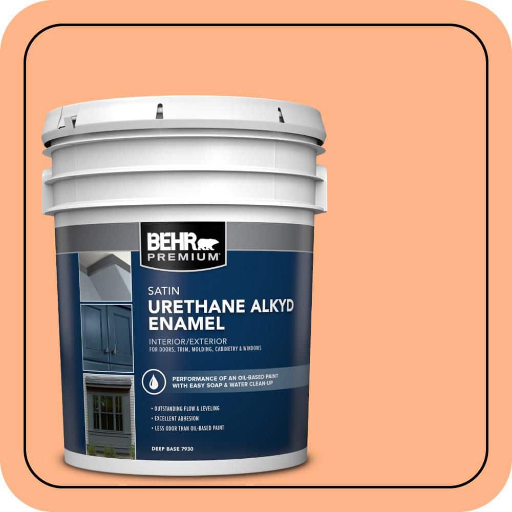 BEHR PREMIUM 5 gal. #P210-4 Lollipop Urethane Alkyd Satin Enamel Interior/Exterior Paint