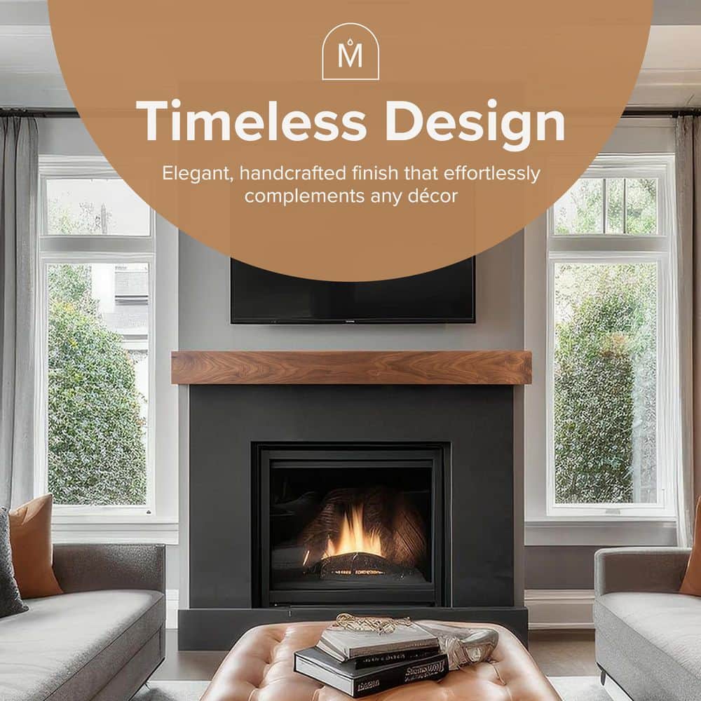 Modern Ember Walnut Creek Matte Clear Stain 60 in. Walnut Wood Fireplace Cap-Shelf Mantel (2)