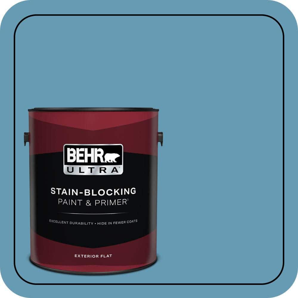 BEHR ULTRA 1 gal. #S490-4 Yacht Blue Flat Exterior Paint & Primer