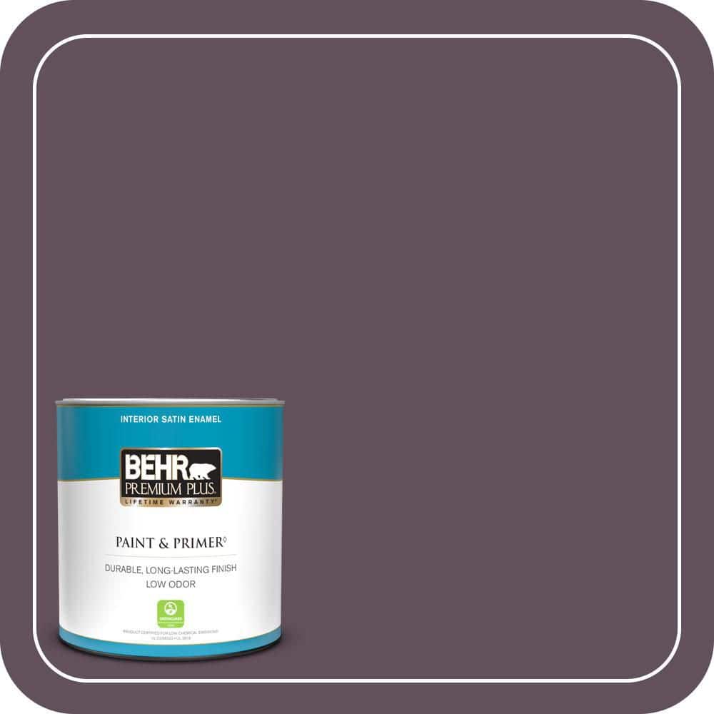 BEHR PREMIUM PLUS 1 qt. #S100-7 Medieval Wine Satin Enamel Low Odor Interior Paint & Primer