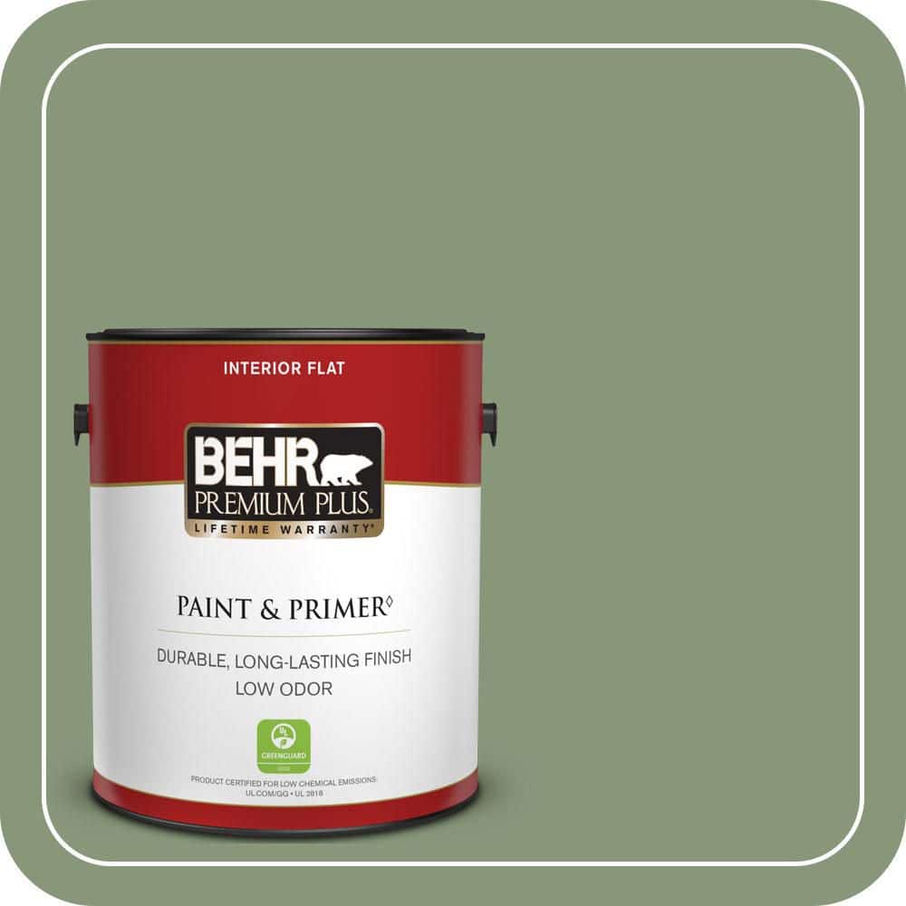BEHR PREMIUM PLUS 1 gal. #S390-5 Laurel Tree Flat Low Odor Interior Paint & Primer (1)