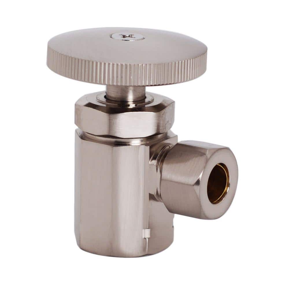 Westbrass 1/2 in. IPS 3/8 in. OD 20 in. Bullnose Dual Supply Line Kit with Round Handle Angle Shut Off Valves (3)