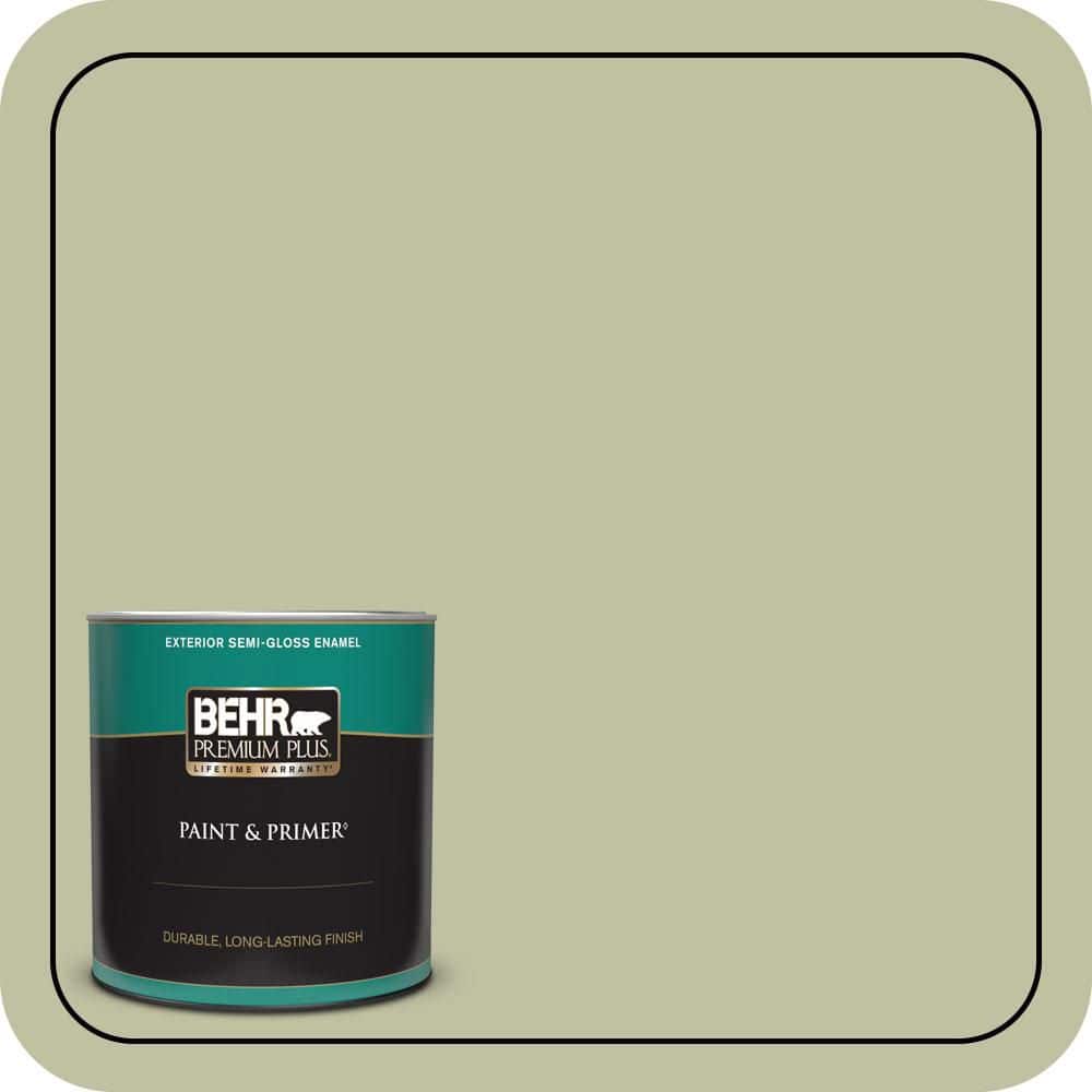 BEHR PREMIUM PLUS 1 qt. #S370-3 Sage Brush Semi-Gloss Enamel Exterior Paint & Primer
