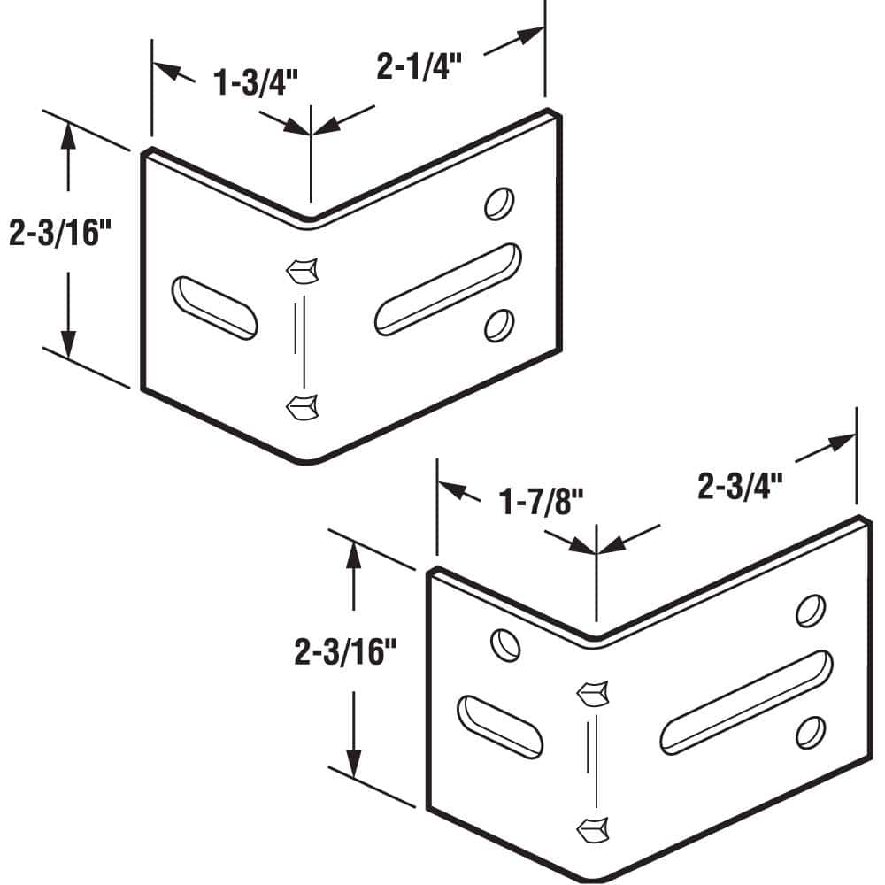 Prime-Line 1 ea. #1 and #3 Heavy Zinc Plated Garage Door Track Brackets with Fasteners (2-pack) (2)