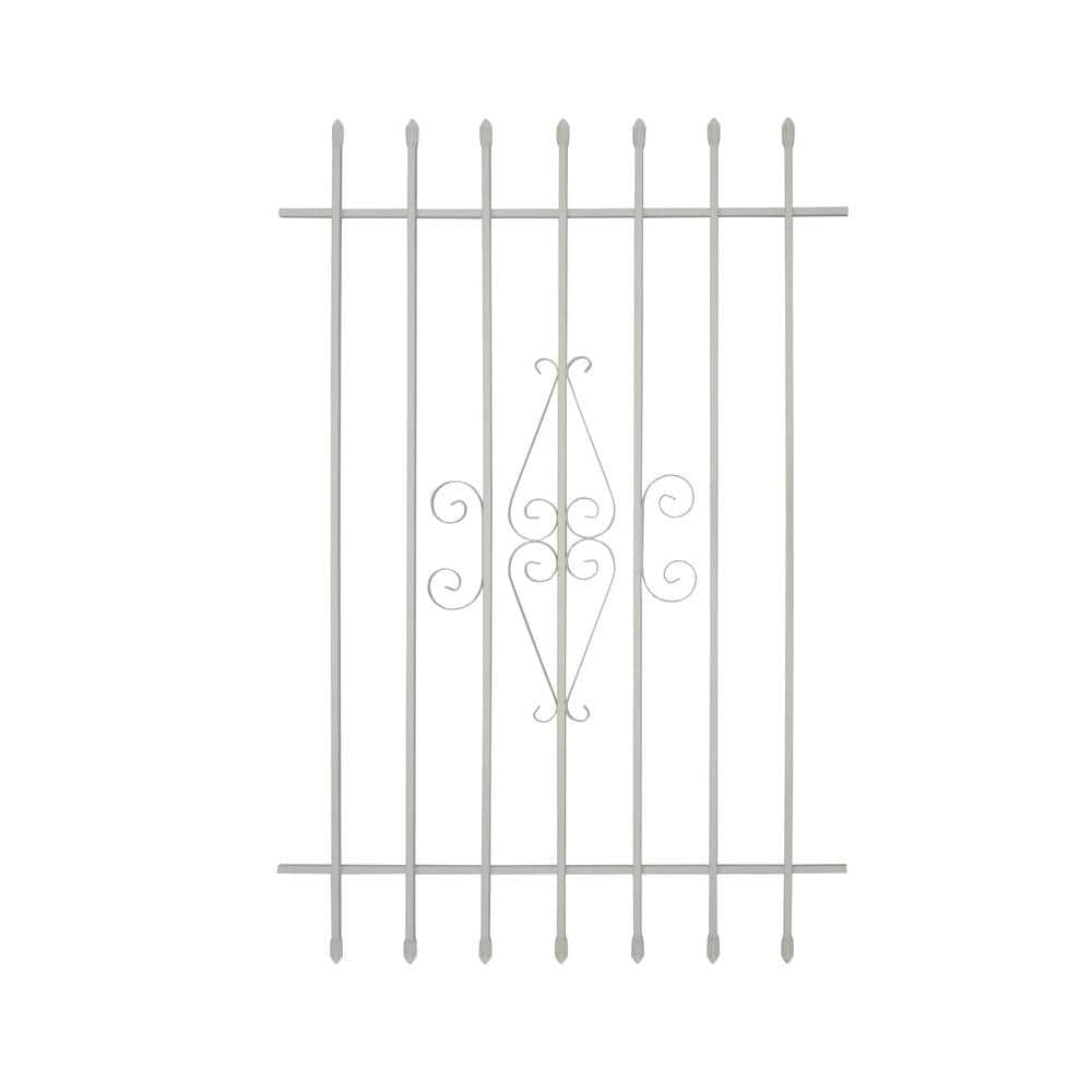 Grisham 36 in. x 54 in. Spear Point 7-Bar Security Bar Window Guard, White