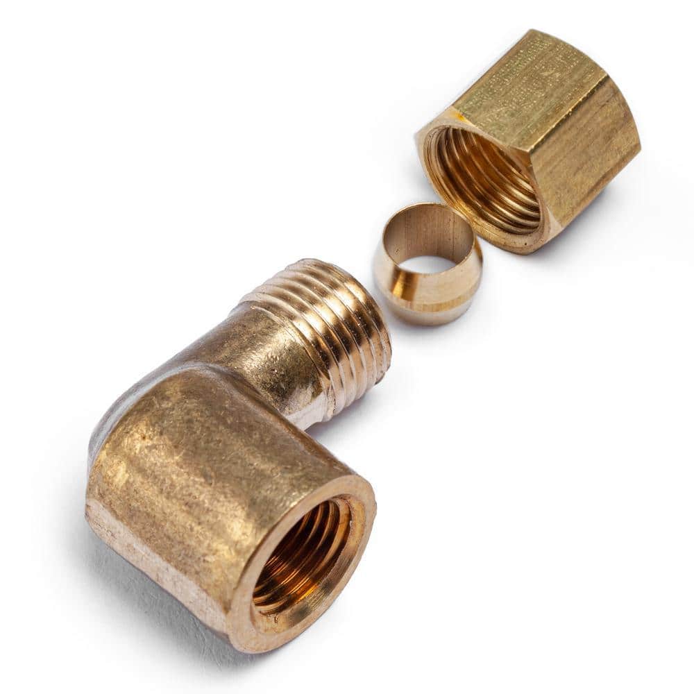 LTWFITTING 1/4 in. O.D. x 1/8 in. FIP Brass Compression 90-Degree Elbow Fitting (5-Pack) (2)