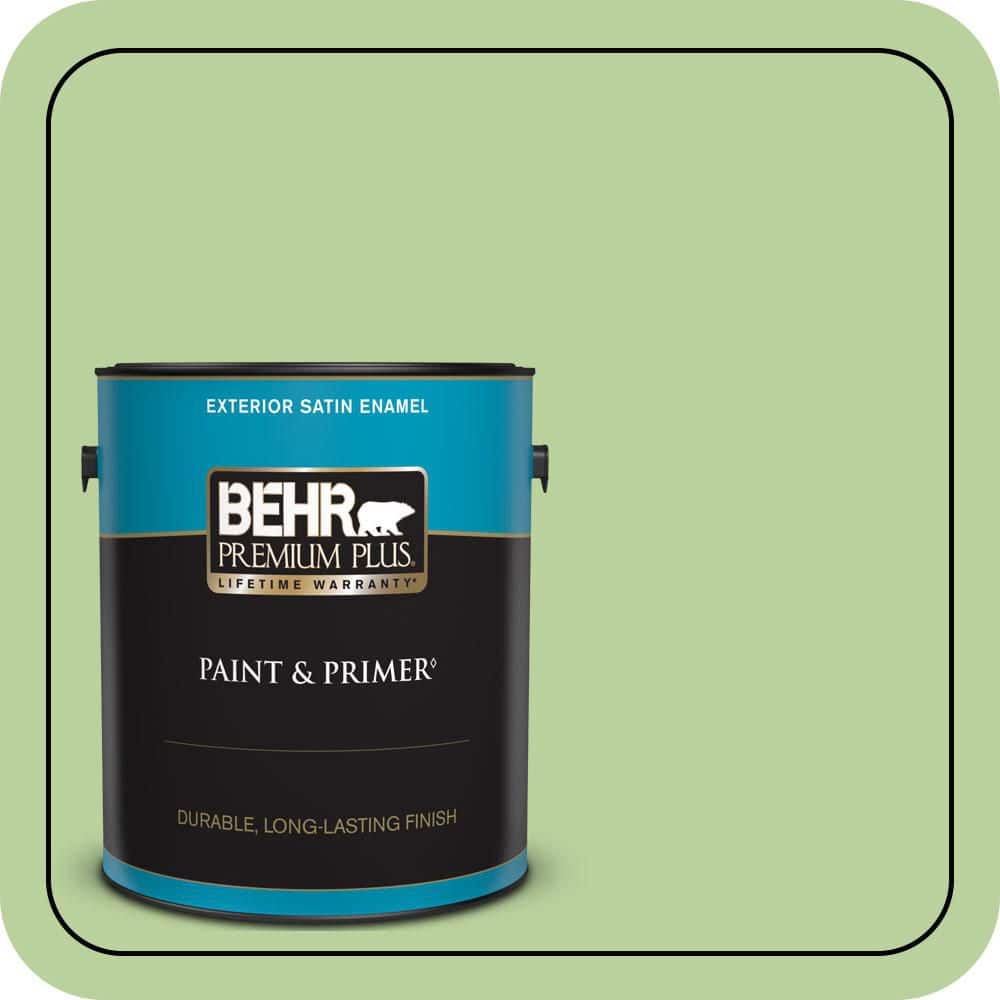 BEHR PREMIUM PLUS 1 gal. #P380-4 Four Leaf Clover Satin Enamel Exterior Paint & Primer