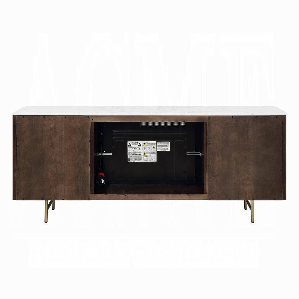 Acme Furniture Tate 70 in. Freestanding Electric Fireplace in Natural Marble Top and Espresso (3)