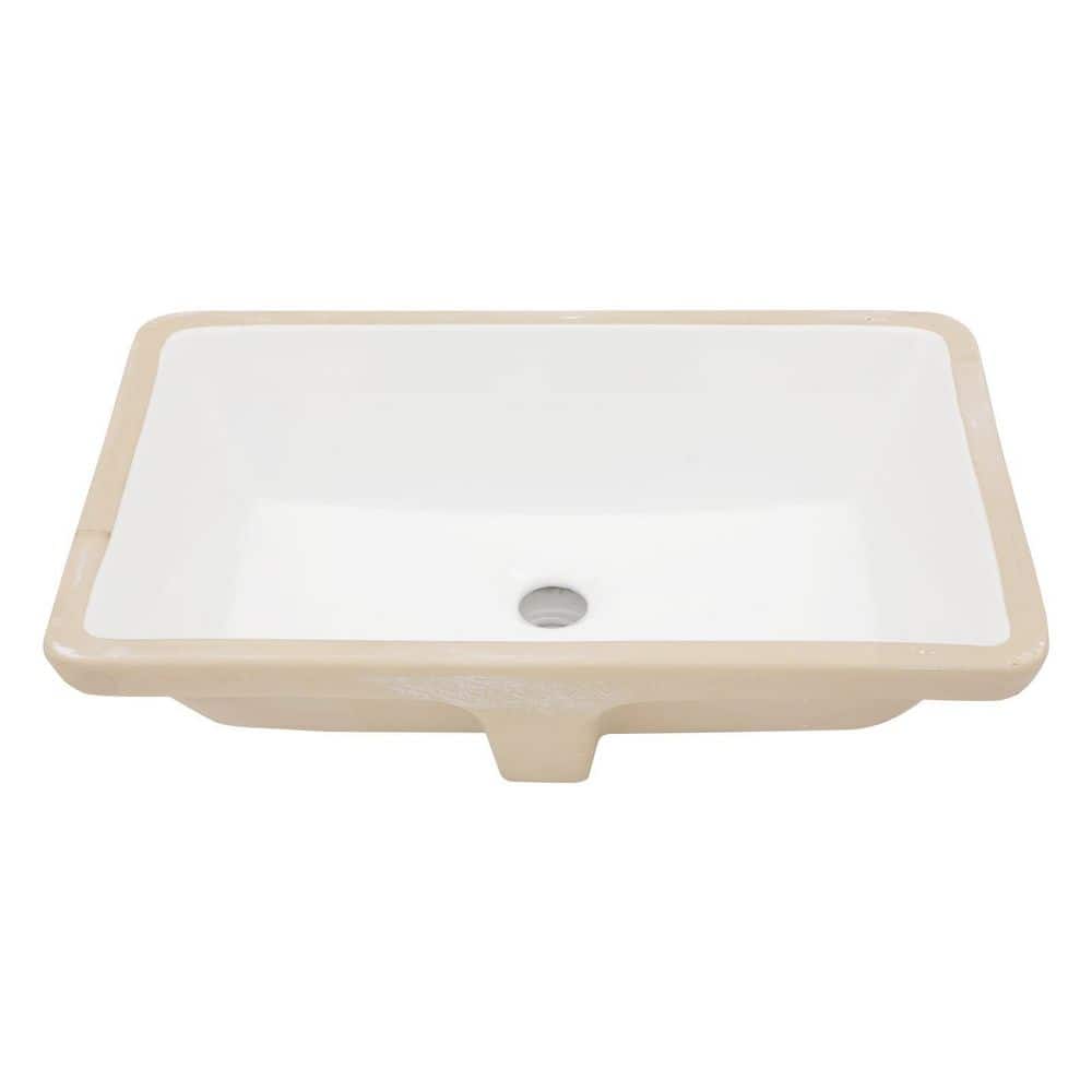 LIVACA 21 in. x 13 in. Drop-In Ceramic Bathroom Sink in White with Overflow, Stain Resistant Rectangular Design (1)