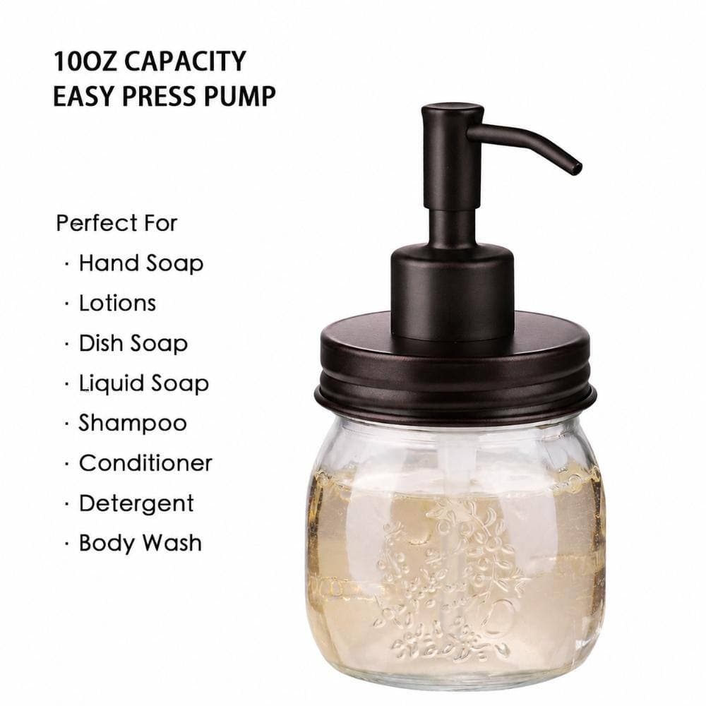 Unbranded Rustic Mason Jar Bathroom Accessory Set with Dispenser, 2 Qtip Jars, and Toothbrush Holder in Bronze (3)