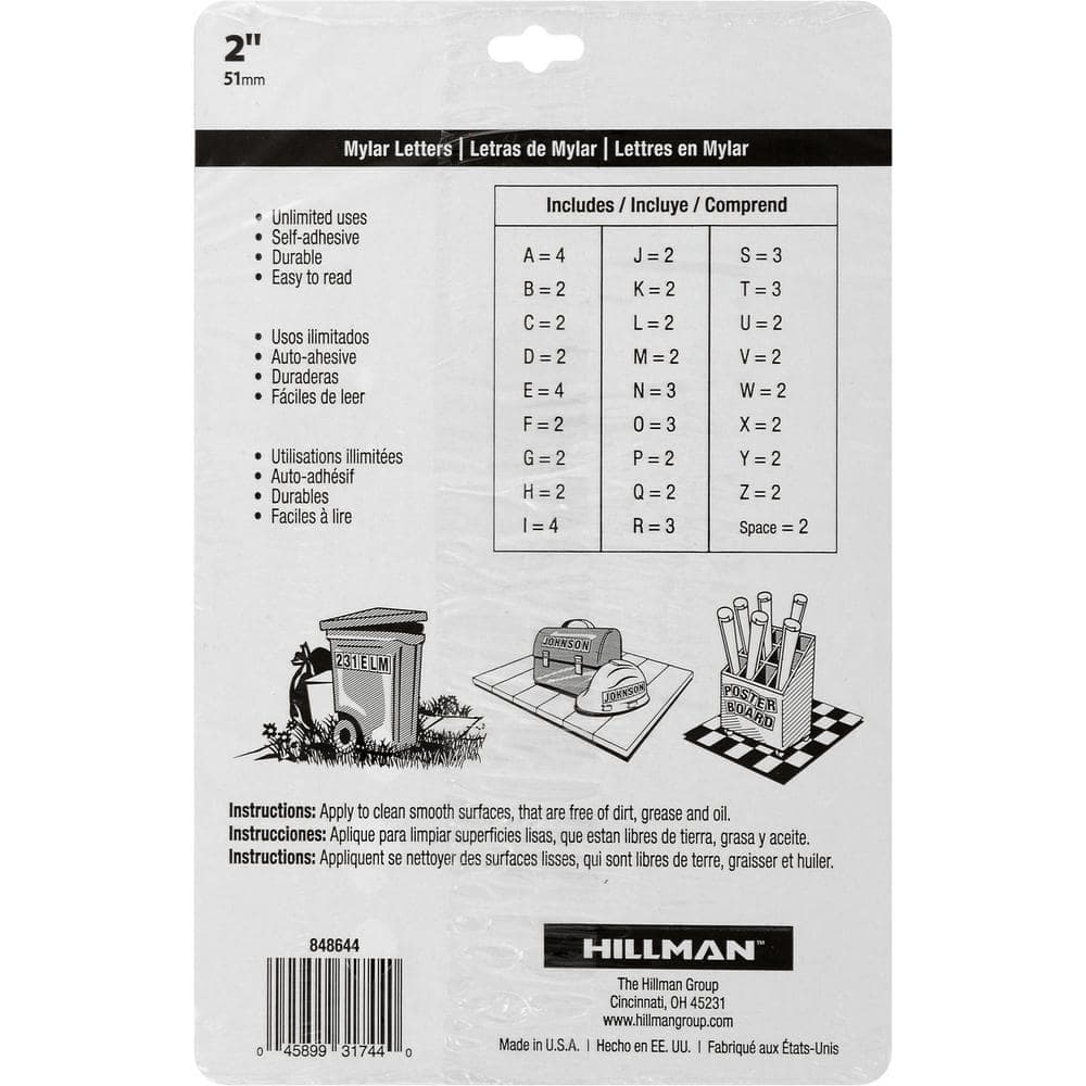 Hillman 2 in. Prepack Letters (3)