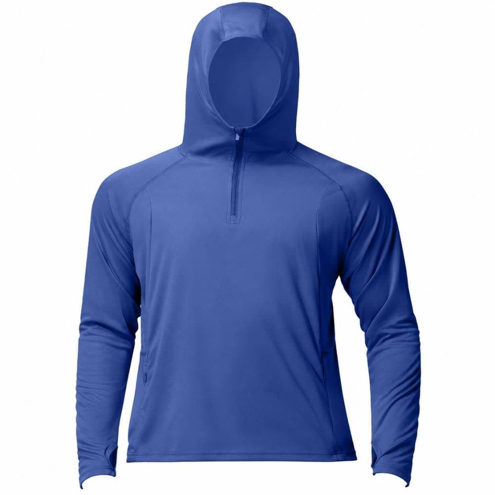 Unbranded UPF 50 Plus Navy Sun Hoodie for Men 1/4 Zip Long Sleeve Fishing Shirt UV Hiking Outdoor Thumbholes Men, (2)