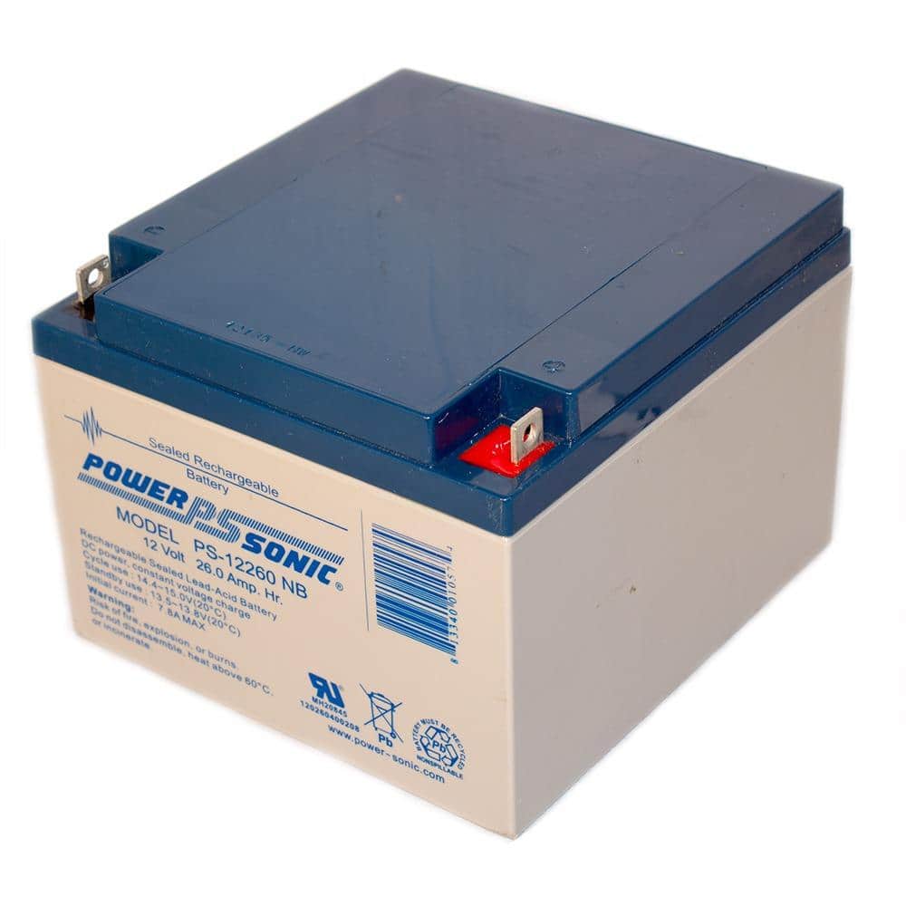 Power-Sonic 12-Volt 26 Ah Nut and Bolt Terminal Sealed Lead Acid (SLA) Rechargeable Battery (2)