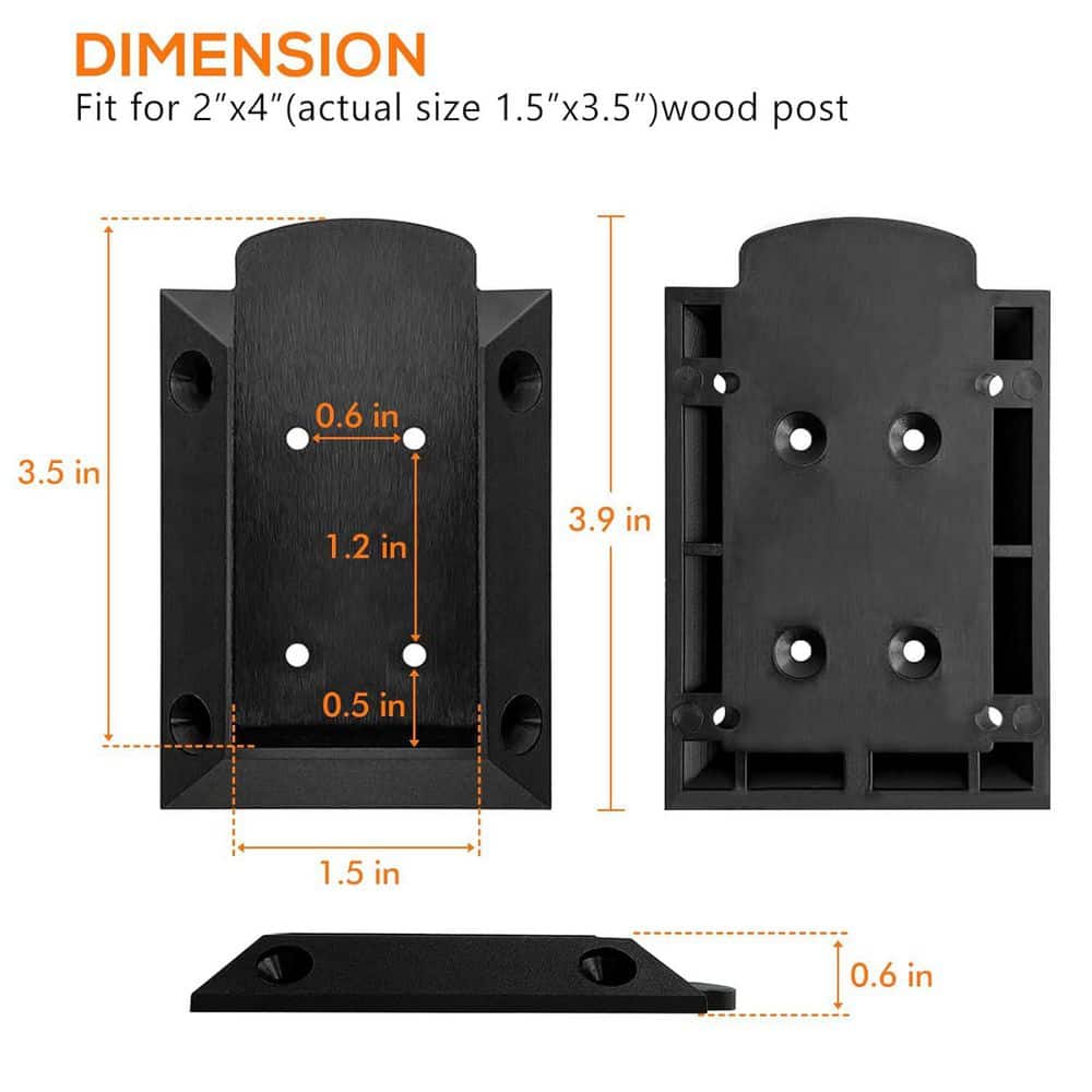 Afoxsos 30-Piece Nylon Deck Railing Brackets Connectors for 2 x 4 Wood Post with 240-Piece Screws Black (30-Pack) (2)