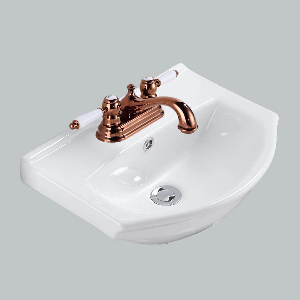 RENOVATORS SUPPLY MANUFACTURING Tahoe 17-3/4 in. Wall Mounted Bathroom Sink in White with 4 in. Faucet Hole and Overflow Space Saving Design (2)