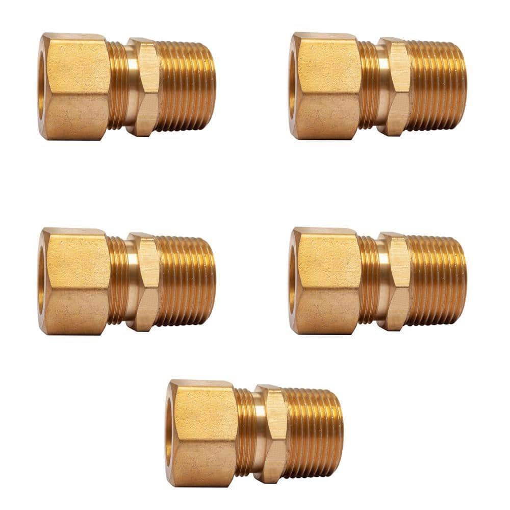 LTWFITTING 3/4 in. O.D. Comp x 3/4 in. MIP Brass Compression Adapter Fitting (5-Pack) (1)