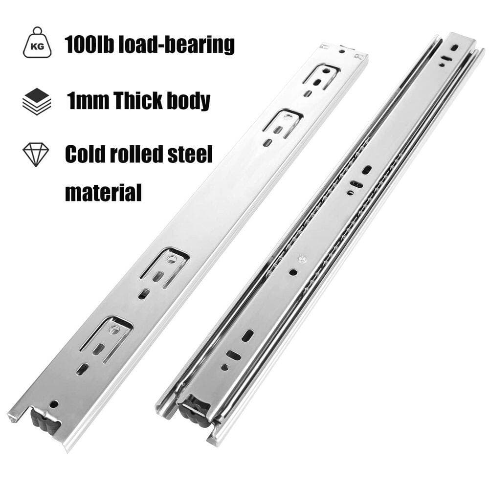 LAIFUCAM 20 in. Zinc-Plated Cold Rolled Steel Side Mount Full Extension Heavy Duty Ball-Bearing Drawer Slides 10 Pairs (2)
