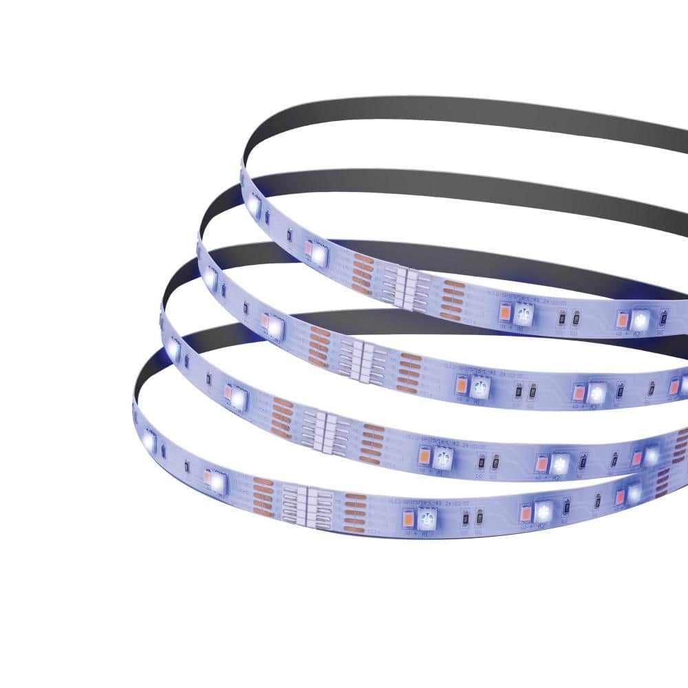Commercial Electric 16 ft. Plug-In/Hardwire Cuttable/Linkable Integrated LED RGB/White Indoor Under Cabinet Tape Strip Light w/Remote (2)