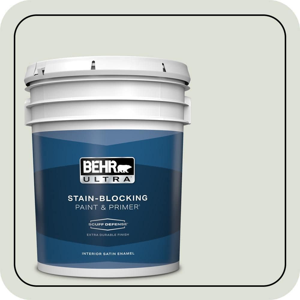 BEHR ULTRA 5 gal. #N390-1 Light Mist Extra Durable Satin Enamel Interior Paint & Primer