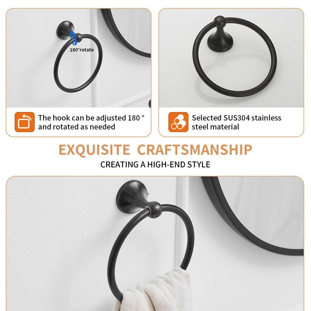 BWE Traditional Wall Mounted Towel Ring Bathroom Accessories Hardware in Oil Rubbed Bronze (3)