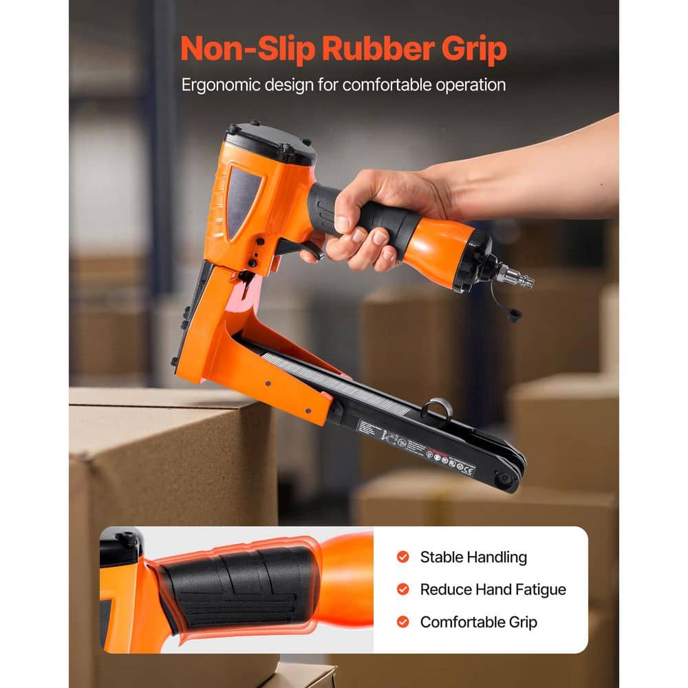 SKYSHALO Pneumatic Carton Closing Stapler, Corded, 13-Gauge Pneumatic Cardboard Staple Gun for 1-3/8 in. Crown 5/8 in. Length (3)