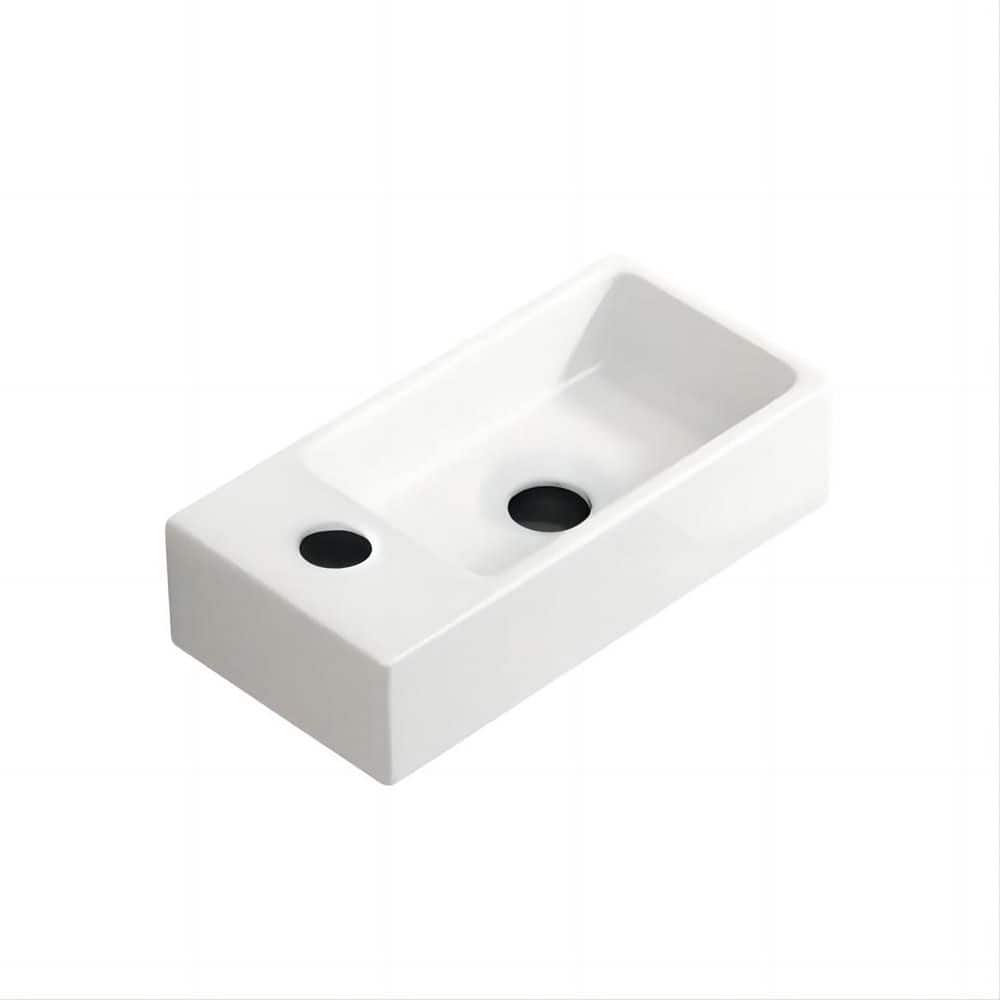 Satico 14.17 in. Wall-Mounted Rectangular Small Ceramic Bathroom Sink in Milk White (1)
