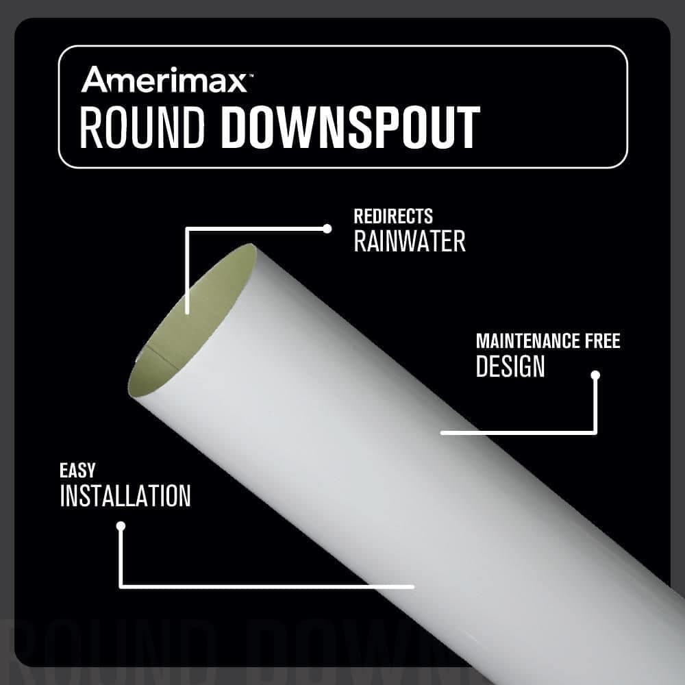 Amerimax Home Products 3 in. x 10 ft. White Aluminum Plain Round Downspout (3)